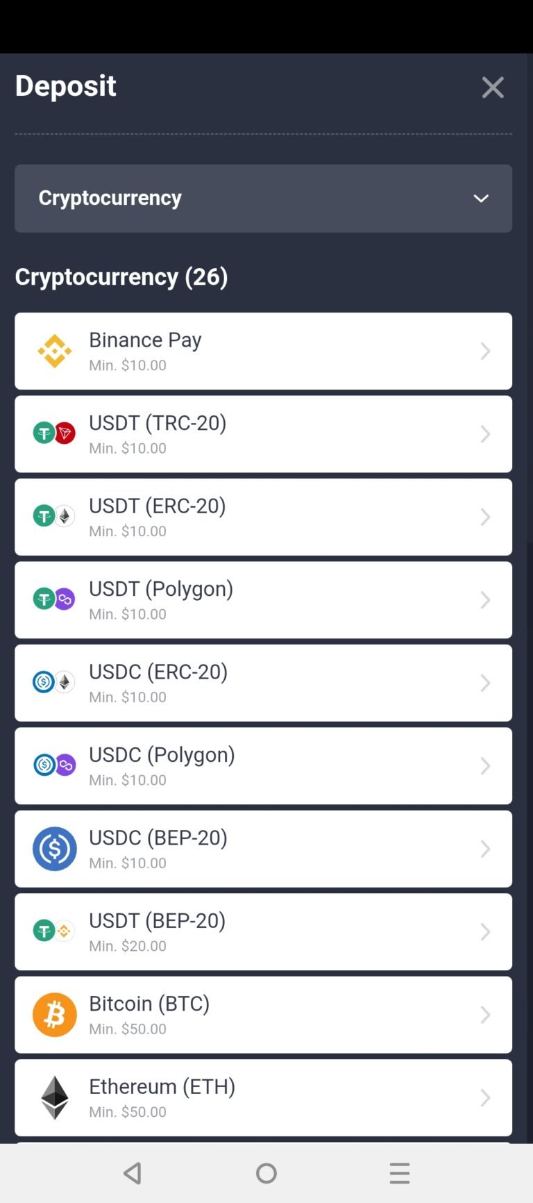 deposit and withdrawal